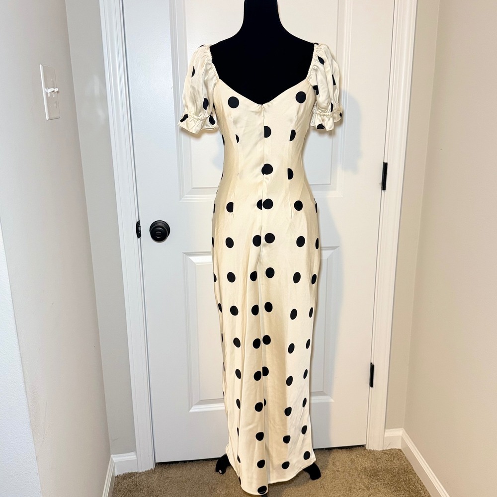 Lulus Polka Dot Puff Sleeve Maxi Dress Small Cottagecore Party - Picture 4 of 9